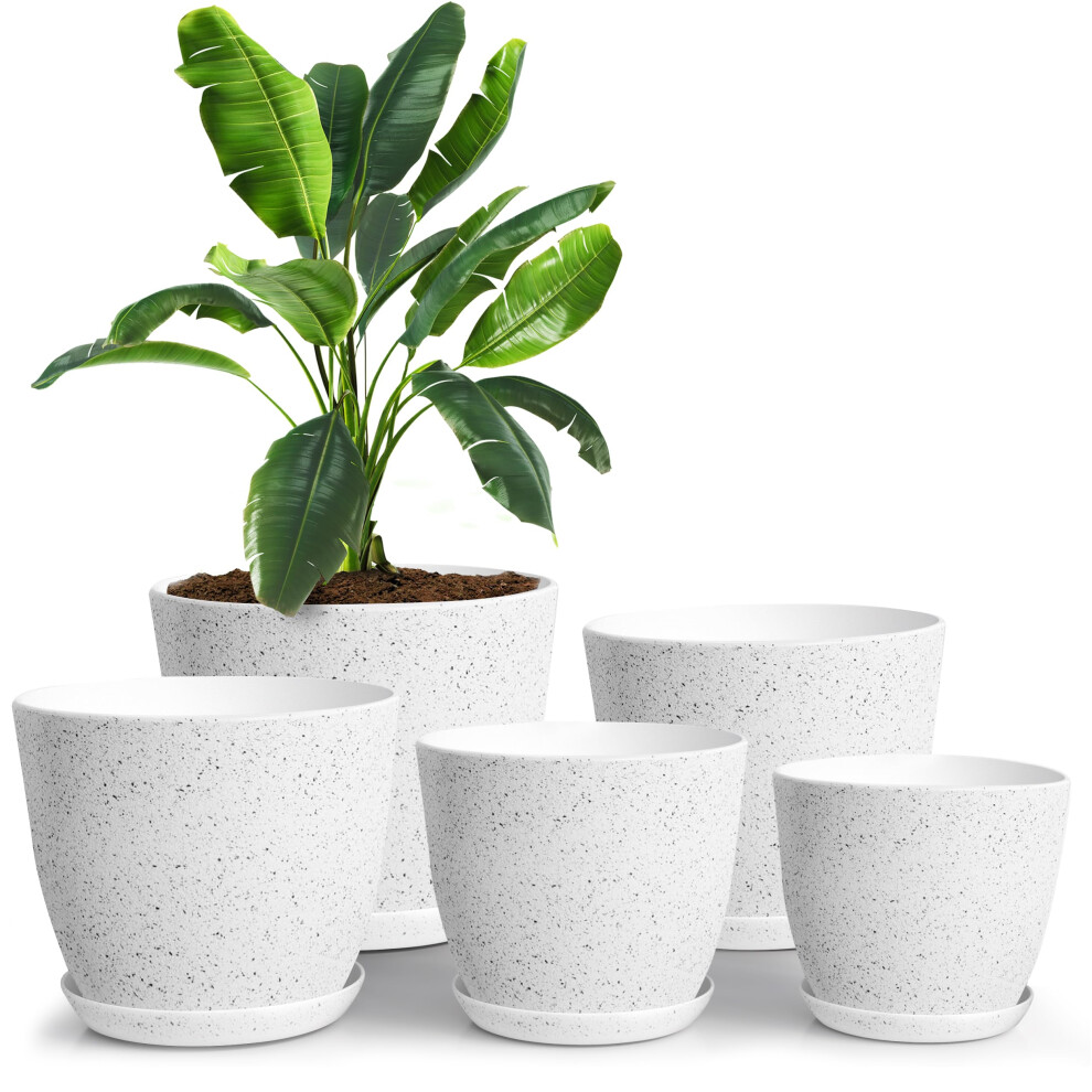 Utopia Home Pots de fleurs d'intérieur avec drainage 76665348 pouces Pots de fleurs décoratifs pour plantes d'intérieur Lot de 5 Spotty