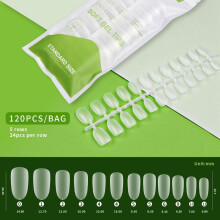 (04) 120Pcs Ultra-thin Soft Gel Tips, Transparent Traceless False Nail Tips, Press on Coffin Nails for Natural Look Manicure