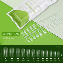(08) 120Pcs Ultra-thin Soft Gel Tips, Transparent Traceless False Nail Tips, Press on Coffin Nails for Natural Look Manicure