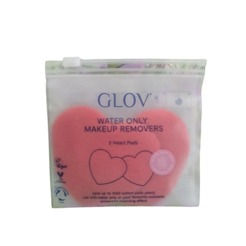 Glov Water Only Makeup Removers 2 Reusable Red Heart Pads