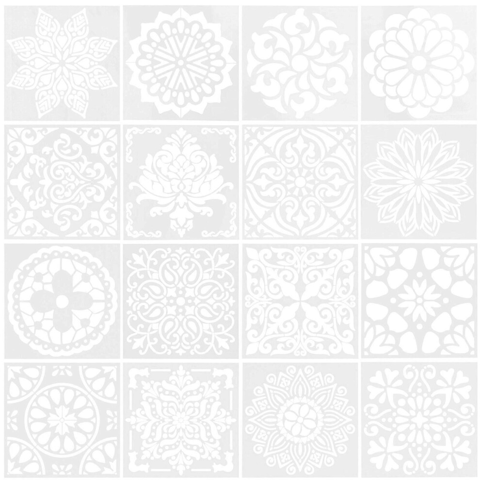 Kricely (As Show, One Size) 16Pcs Mandala Shaped Stencils Reusable Craft Drawing Templates Diy Painting Stencils