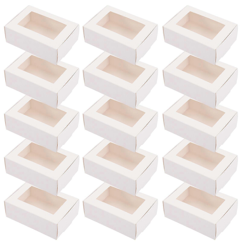 Kricely (As Show, One Size) 30Pcs Soap Packaging Boxes Kraft Paper Soap Box With Window Gift Box Container