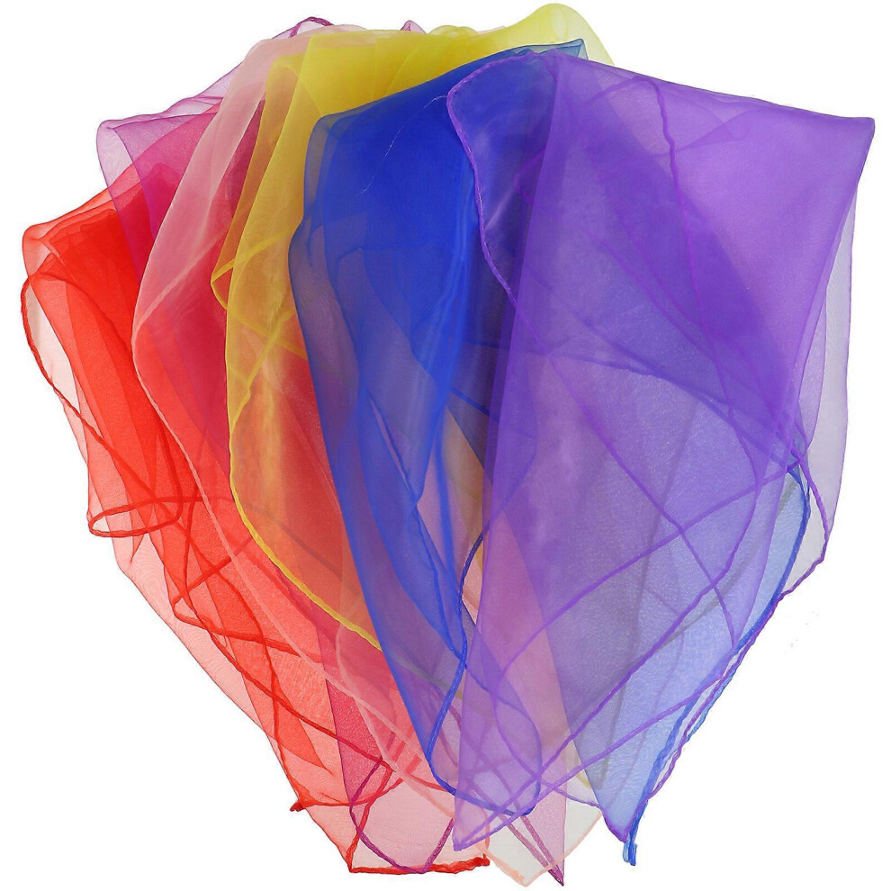 Kricely (As Show, One Size) 6Pcs Juggling Scarves For Kids Square Play Silk Dance Scarves Square Juggling Scarves