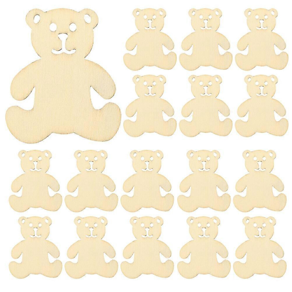 Kricely (As Show, One Size) 24Pcs Unfinished Wood Cutouts Bear Shape Wood Slices Diy Bear Wood Slices Adorable Bear Cutouts