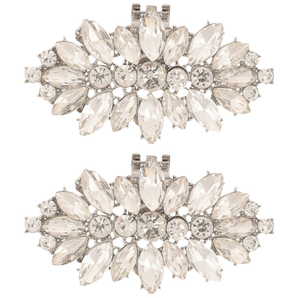 Kricely (As Show, One Size) 1 Pair Removable Rhinestone Shoe Clips Crystal Shoe Buckles Decorative Wedding Shoe Charms