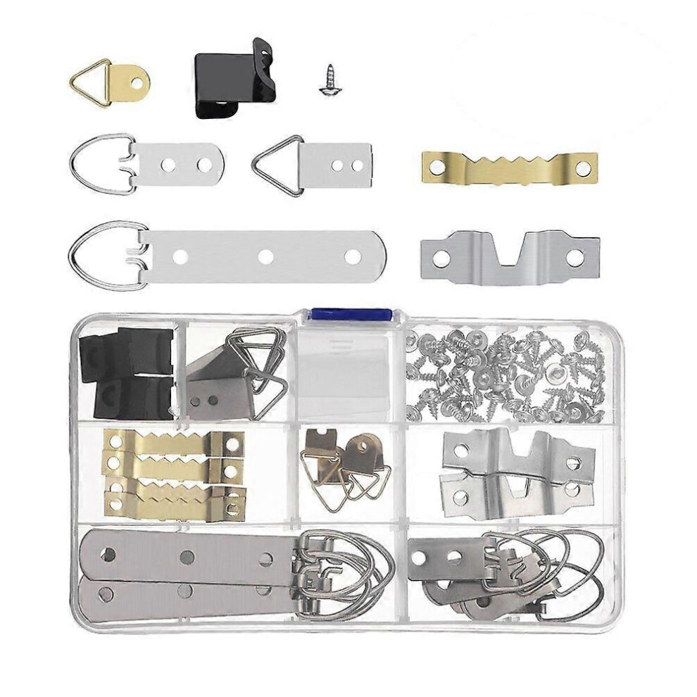 Kricely (As Show, One Size) 76Pcs Photo Frame Hanging Hooks Kit Picture Frame Hooks Frame Picture Hanger Kit For Home Office Photo Picture Painting Hanging