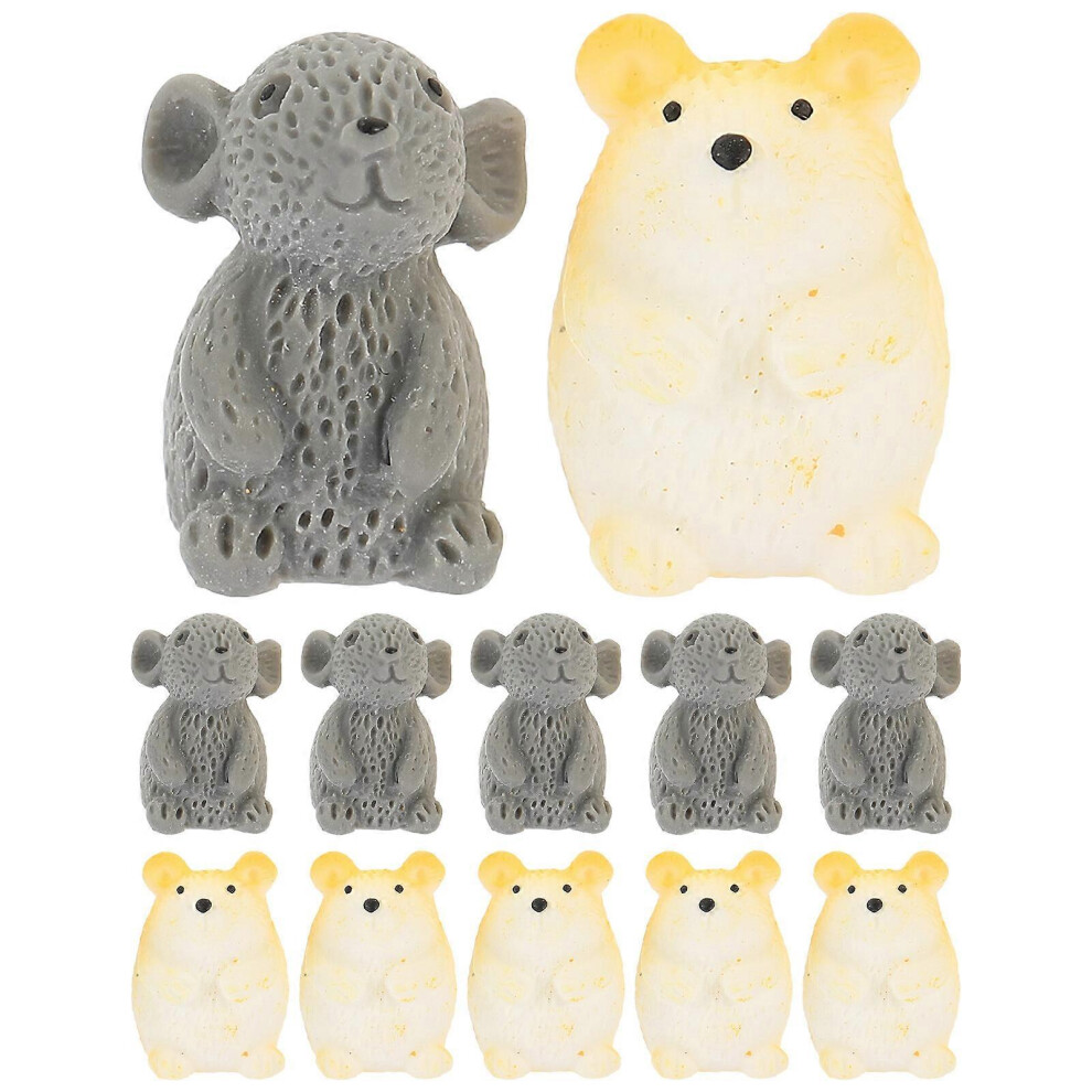 Kricely (As Show, One Size) 12Pcs Mini Hamster Mouse Ornament Animal Ornament Garden Mini Mouse Hamster