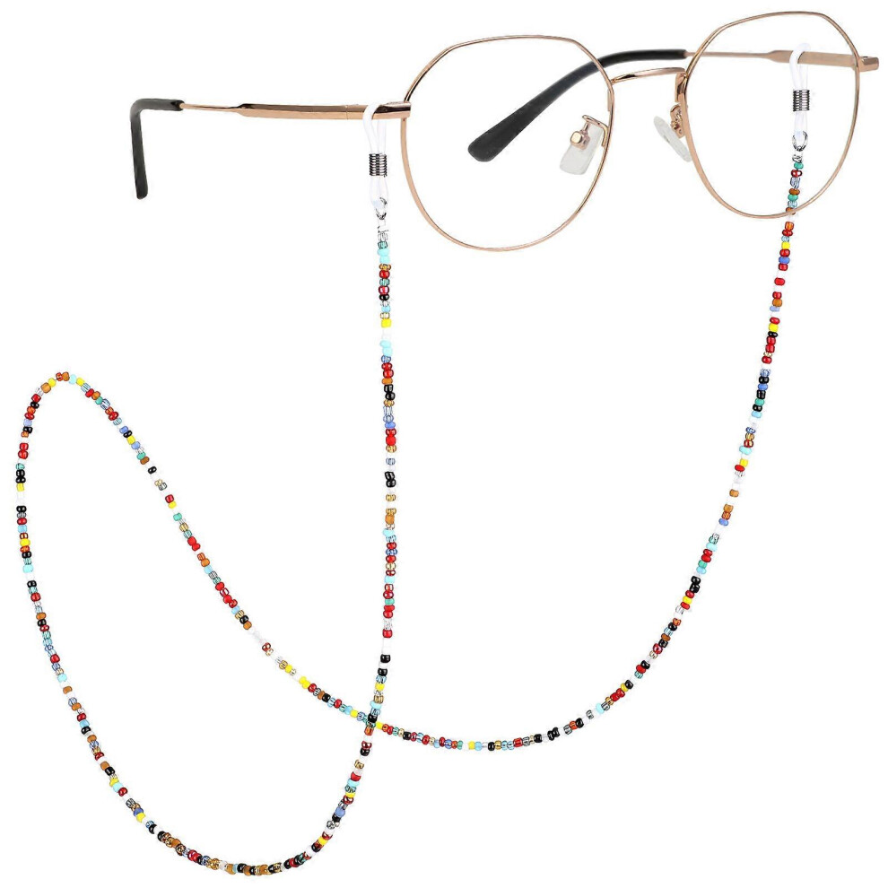 Kricely (As Show, One Size) 2Pcs Eyeglass Chains Colorful Beads Sunglasses Retainer Necklacestrap Eyewear Lanyard Beaded Chains