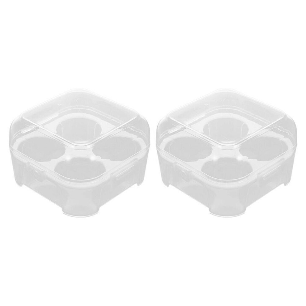 Kricely (As Show, One Size) 2Pcs Egg Box With Lid Kitchen Refrigerator Storage Box 4 Girds Egg Tray Egg Box