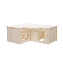 (As show, One size) Multifunctional Hamster Hideout Bite-resistant Hamster Nest Wooden Hamster House