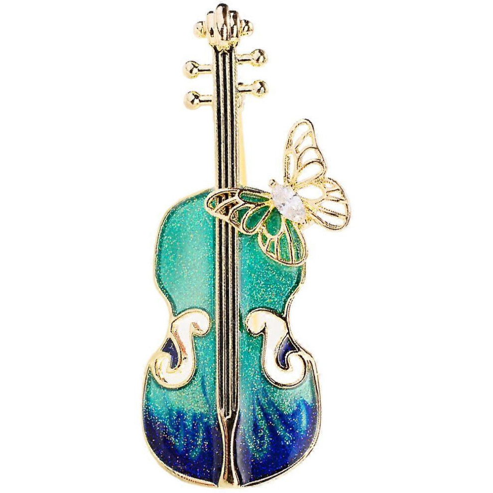 Kricely (As Show, One Size) Violin Brooch Women Clothes Lapel Pin Metal Instrument Brooch Decoration For Hat Suit