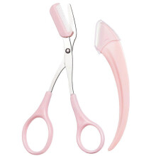 (As show, One size) 1 Set Eyebrow Trimmer with Comb Curved Eyebrow Razor Eyebrow Scissors for Women