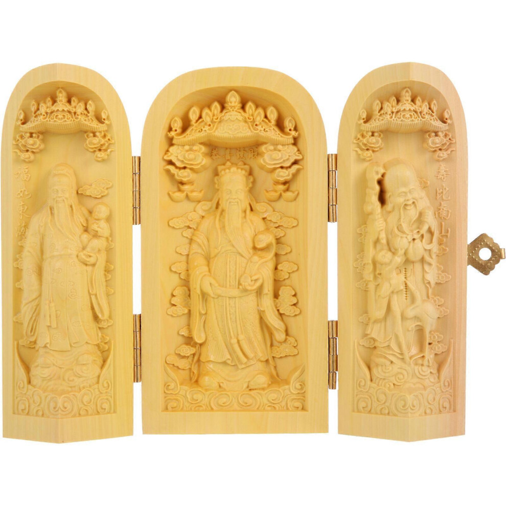 Kricely (As Show, One Size) Creative Retro Wood Buddha Statue Desktop Buddha Sculpture Wood Buddha Figurine