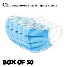 BOX OF 50 Surgical Medical Protective Disposable 3 ply Mask, CE Approved (Surgical)