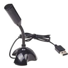 (Black) Universal USB Stand Mini Desktop Microphone Mic PC Desktop Laptop Gaming Meeting