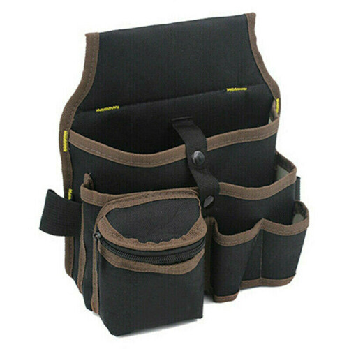 (Coffee) Multi Pocket Tool Belt Pouch Electricians Work Storage Bag Holder Organizer