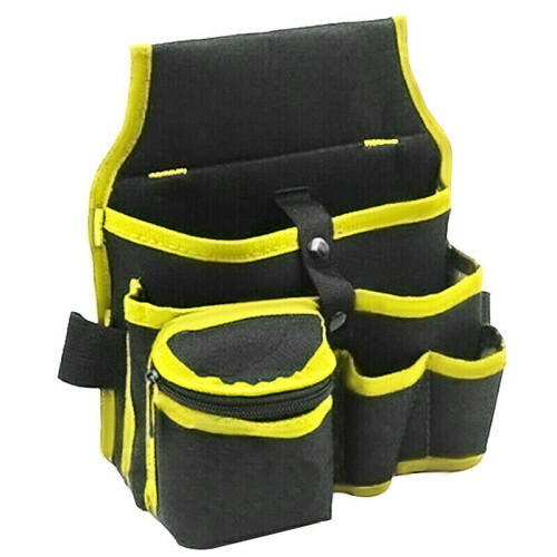 (Yellow) Multi Pocket Tool Belt Pouch Electricians Work Storage Bag Holder Organizer