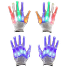 Light Up Led Cool Party Gloves Set Multicolor Pair and Blue Pair Halloween