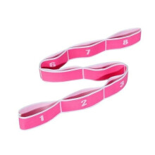 (Pink white) Yoga Pull Strap Belt Polyester Latex Elastic Latin Dance Stretching Band Loop Yoga Pilates GYM Fitness Exercise Resistance Bands