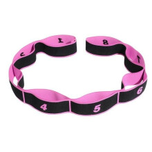 (Pink black) Yoga Pull Strap Belt Polyester Latex Elastic Latin Dance Stretching Band Loop Yoga Pilates GYM Fitness Exercise Resistance Bands