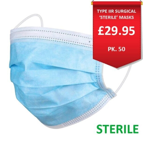 Type 2R Surgical 'Sterile' Face Masks x 50