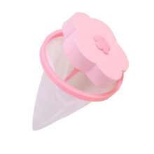 (Pink) 1x Washing Machine Laundry Floating Pet Lint Hair Catcher Pouch Mesh Filter Bag