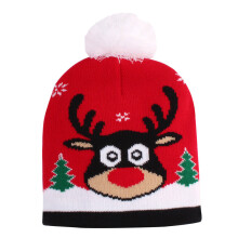 (B) Baby Boy Girl Knitted Fur Pom Knit Hat Cap Xmas Christmas