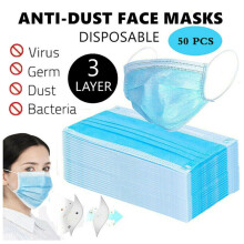 50pcs Face Masks Disposable 3 Layers Dustproof Mask Protective Cover