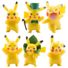 6pcs Mini Pikachu Green Leaf Figure Toy