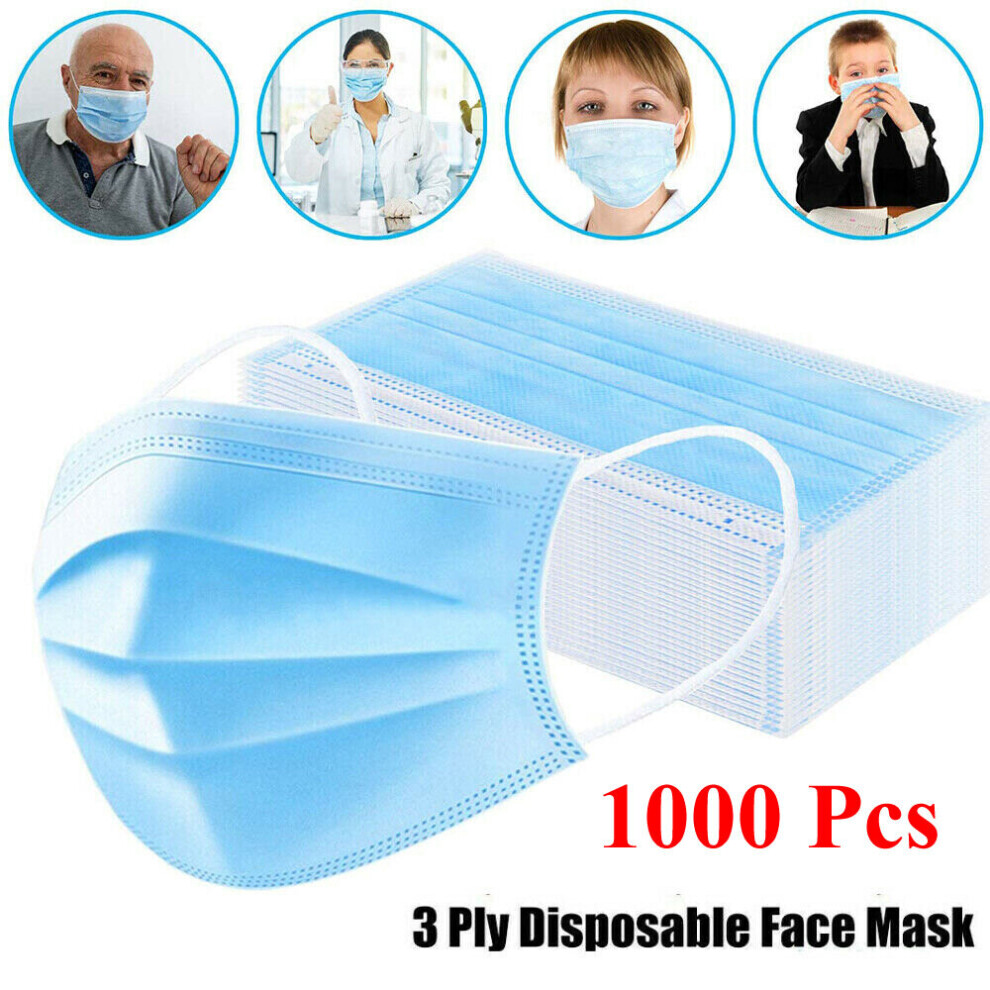 1000Pcs 3-Ply Disposable Face Masks Clinical with Earloop Masks Wholesale