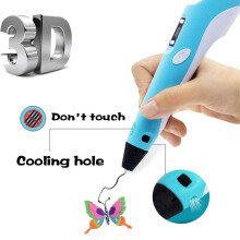 (Blue) 3D Doodle Drawing Pens Printing Printer Pen Set Free PLA Filaments LCD Screen UK