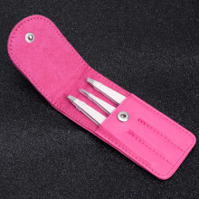 LETB 3 Piece Stainless Steel Tweezers Set with Travel Case - Slant Tweezers, Pointed Tweezers and Straight Tweezers for Eyebrow & Ingrown Hair Removal