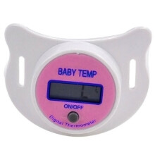 (Pink - Celsius) Portable Digital LCD Pacifier Thermometer Baby Nipple Safe Mouth Thermometer