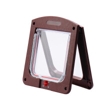 (Brown) Dog Cat Magnetic Pet Flap Door 4 Way Locking