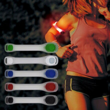 (Red) 2Pcs Reflective Safety Belt Arm Strap Night Cycling Running LED Armband Light