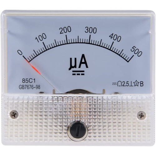 sourcingmap Analog Current Panel Meter DC 0-500uA 85C1 Ammeter for Circuit Testing Charging Battery Ampere