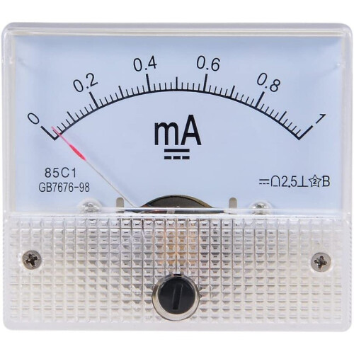 sourcingmap Analog Current Panel Meter DC 0-1mA 85C1 Ammeter 64x57x56mm for Circuit Testing Charging Batte