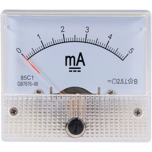 sourcingmap Analog Current Panel Meter DC 0-5mA 0.1mA Scale 85C1 Ammeter for Circuit Testing Charging Batt