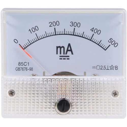 sourcingmap Analog Current Panel Meter DC 0-500mA 85C1 Ammeter 64x57x56mm for Circuit Testing Charging Bat