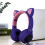 (Purple) Cat Ear Bluetooth Headphones LED Lights Earphone 1