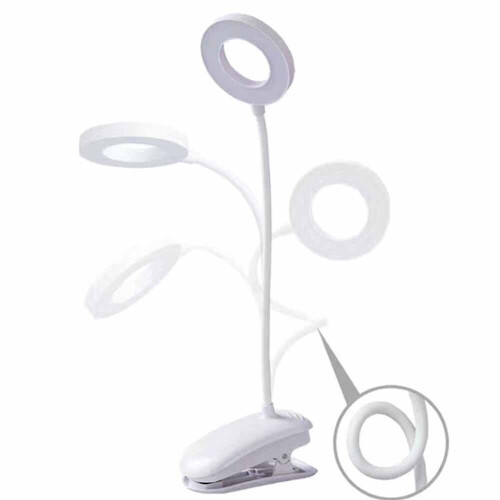 (Three colors adjustable) LED USB Clip On Desk Lamp Dimmable Memory Bed Read Table Study Light