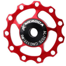 2PCS 11T Aluminum Alloy MTB Mountain Bike Bicycle Rear Derailleur Pulley Jockey Wheel Road Bike Guide Roller For 7/8/9/10 Speed 11T red
