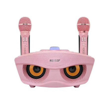 SD306 Dual Wireless Microphone Bluetooth Speaker Mobile Wireless Karaoke Speaker Wireless Stereo Speaker Set Pink