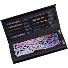 Bicycle Chain SUMC 10S 11S 12S Chains Mountain MTB Semi-Hollow Rainbow Chain Boxed 12-speed crossing color half hollow / strip_Half-hollow