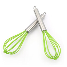 5PCS 9 Inches Manual Silicone Egg Beaters with Stainless Steel Handle for Kitchen Cooking random