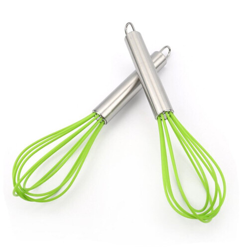 5PCS 9 Inches Manual Silicone Egg Beaters with Stainless Steel Handle for Kitchen Cooking random
