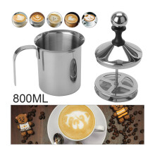 800ml Manual Milk Frother Stainless Steel Milk Coffee Creamer Handheld