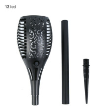 (Black (12 LED & 1PC)) 12/33/96 LED Flame Solar Torch Light Waterproof Flickering Dancing Path Lamp