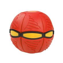 (Red) 2020 Flat Deformation Ball Flying Saucer Shape Glowing Toy Outdoor Bouncing Ball With Light Rebound Bouncing Ball Outdoor Toy