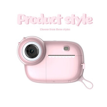 (Pink) Kids Instant Camera for Travel Learning Birthday Gift Portable Digital Creative Print Camera